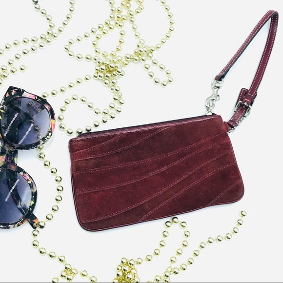 Coach Maroon Suede Leather Wristlet EUC - Picture 2 of 5